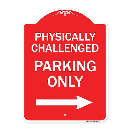 Signmission Physically Challenged Parking W/ Left Arrow, Red & White Aluminum Sign, 18" x 24", RW-1824-23304 A-DES-RW-1824-23304